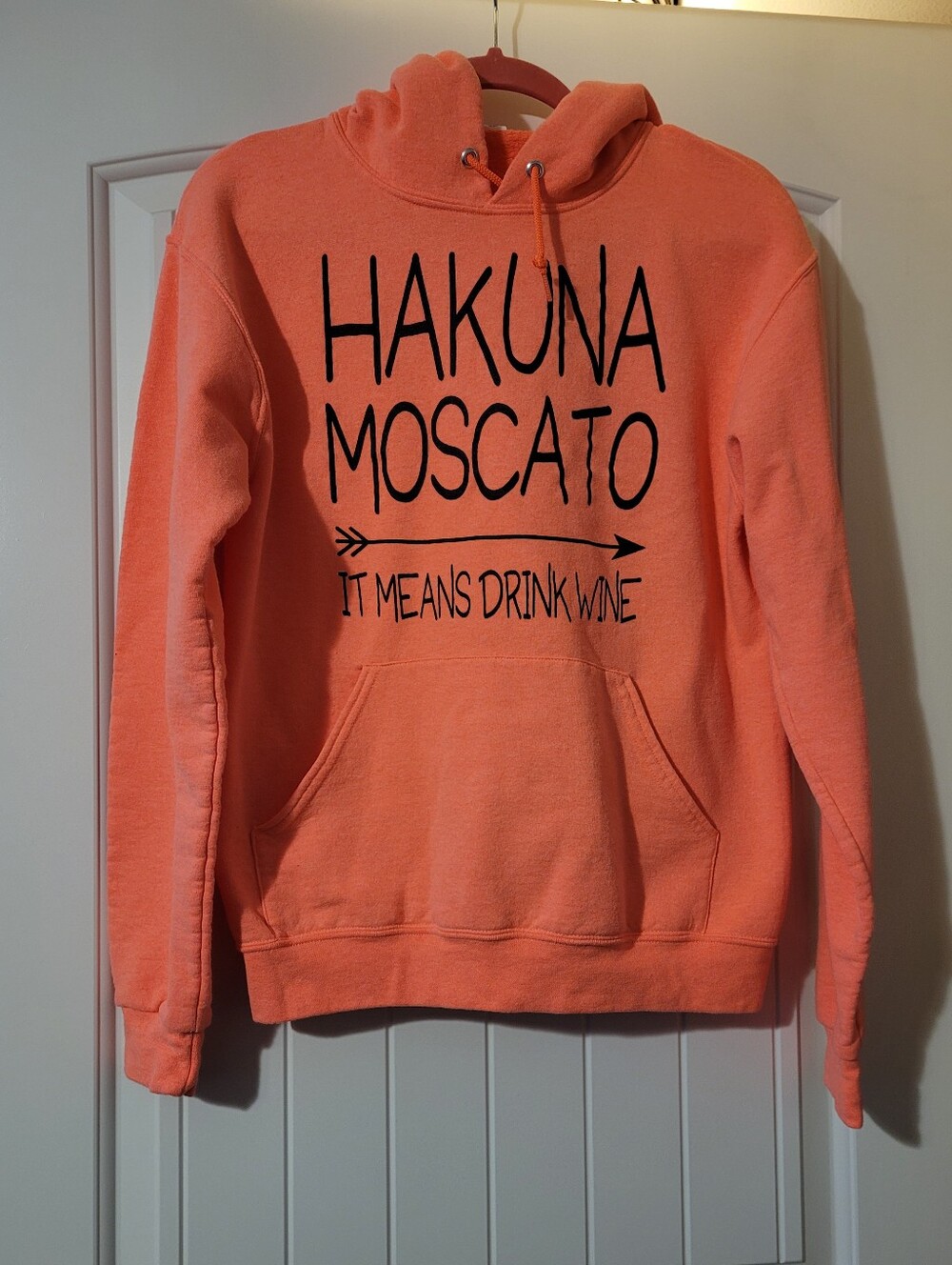 Jerzees Coral Crewneck Hoodie with "Hakuna Moscato" Graphic